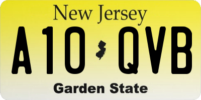 NJ license plate A10QVB