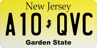 NJ license plate A10QVC