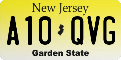 NJ license plate A10QVG