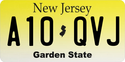 NJ license plate A10QVJ