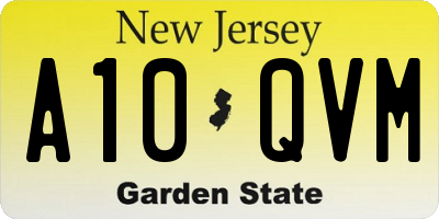 NJ license plate A10QVM