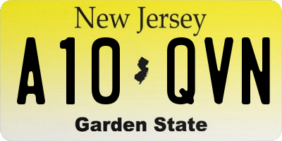 NJ license plate A10QVN