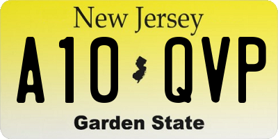 NJ license plate A10QVP