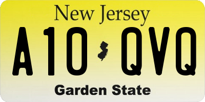 NJ license plate A10QVQ