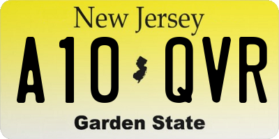 NJ license plate A10QVR