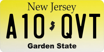 NJ license plate A10QVT