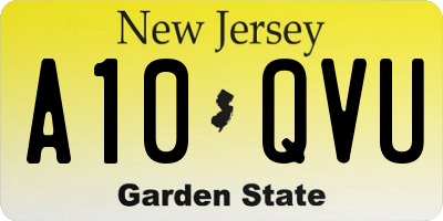 NJ license plate A10QVU