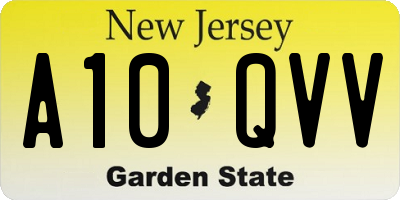 NJ license plate A10QVV