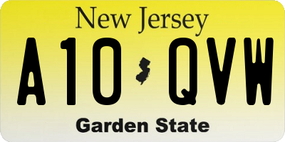 NJ license plate A10QVW
