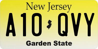 NJ license plate A10QVY