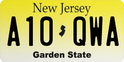 NJ license plate A10QWA