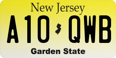 NJ license plate A10QWB