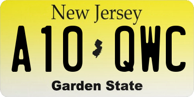 NJ license plate A10QWC