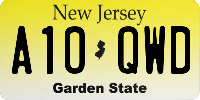 NJ license plate A10QWD