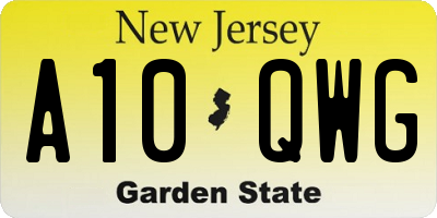 NJ license plate A10QWG