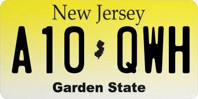 NJ license plate A10QWH