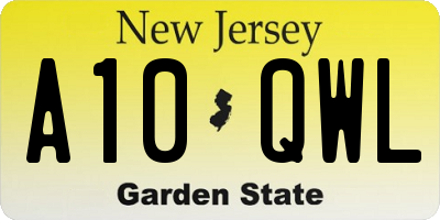 NJ license plate A10QWL