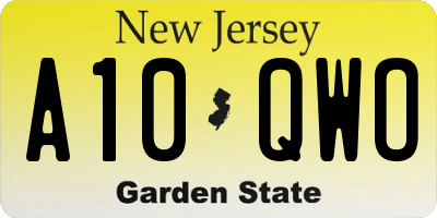 NJ license plate A10QWO