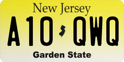 NJ license plate A10QWQ