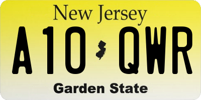 NJ license plate A10QWR