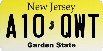 NJ license plate A10QWT