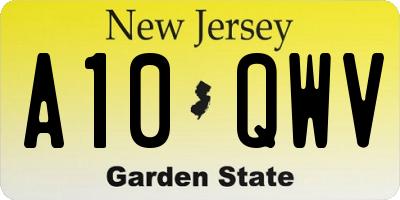 NJ license plate A10QWV