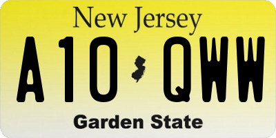 NJ license plate A10QWW