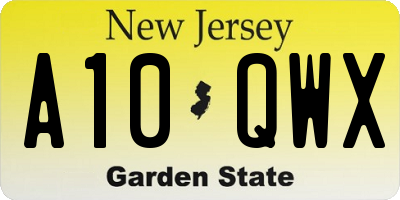 NJ license plate A10QWX