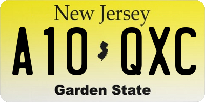 NJ license plate A10QXC