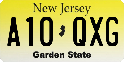 NJ license plate A10QXG
