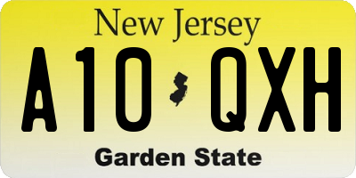 NJ license plate A10QXH