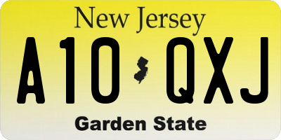 NJ license plate A10QXJ