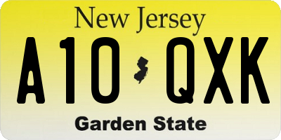 NJ license plate A10QXK