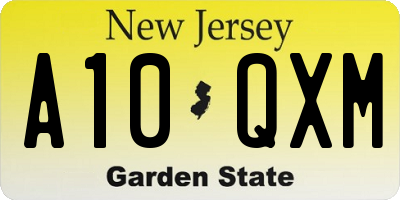 NJ license plate A10QXM