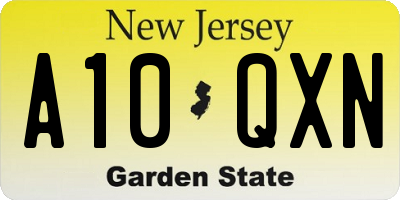 NJ license plate A10QXN