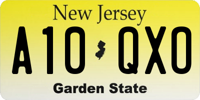 NJ license plate A10QXO