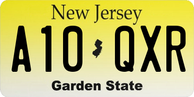 NJ license plate A10QXR