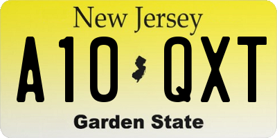 NJ license plate A10QXT