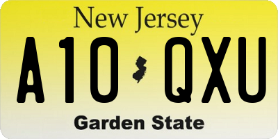 NJ license plate A10QXU