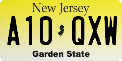 NJ license plate A10QXW