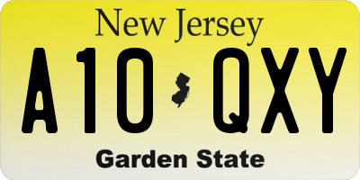 NJ license plate A10QXY