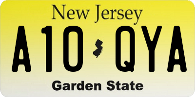 NJ license plate A10QYA