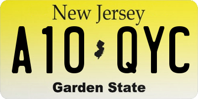 NJ license plate A10QYC