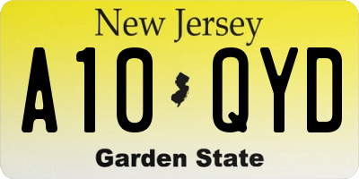 NJ license plate A10QYD