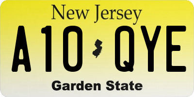 NJ license plate A10QYE