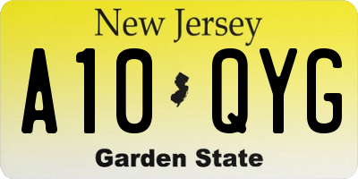 NJ license plate A10QYG