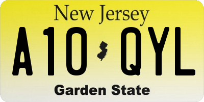 NJ license plate A10QYL