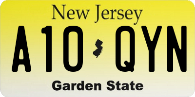 NJ license plate A10QYN