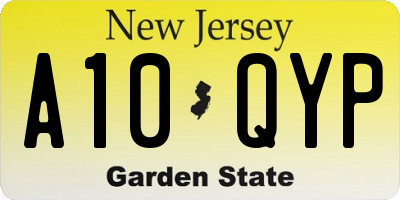 NJ license plate A10QYP