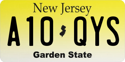 NJ license plate A10QYS